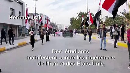Des étudiants manifestent contre les ingérences de l'Iran et des USA