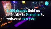 2,000 drones iluminan el cielo nocturno en Shanghai para dar la bienvenida al año nuevo