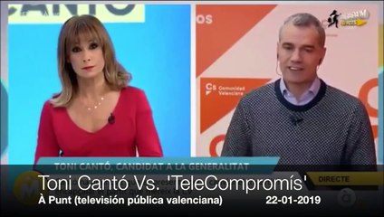 Espectacular batacazo de Toni Cantó a la pública valenciana dejando a la presentadora en absoluto shock