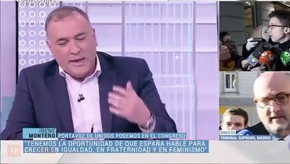 El Lechero' Fortes se enreda a la hora de preguntarle a Irene Montero sobre la baja de Pablo Iglesias