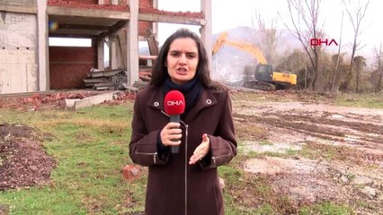 Ordu'da dere yatağındaki 4 katlı fabrika inşaatının yıkımı başladı-
