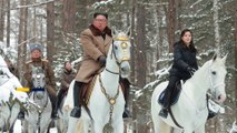 North Korean state TV airs video of leader Kim Jong-un on snowy horseback ride