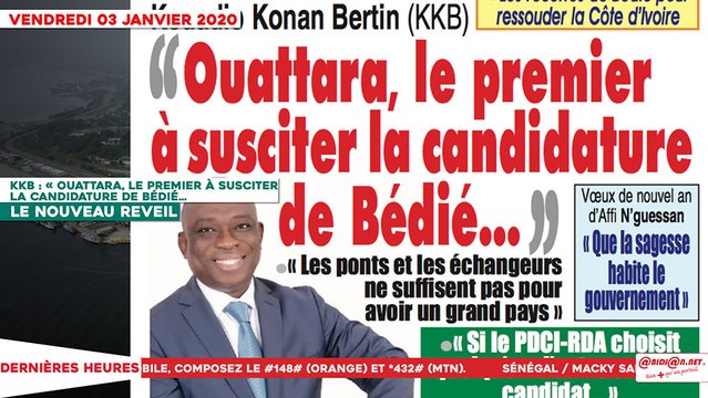 Le Titrologue du 03 Janvier 2020 : KKB, « Ouattara, le premier à susciter la candidature de Bédié… »
