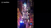 Epic timelapse shows huge crowds leaving Times Square after New Year's Eve celebrations