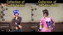 Sudip Sarkar collection vs Sk Sabir Boss collection।Boss guild । Garena Free Fire। Playing BP