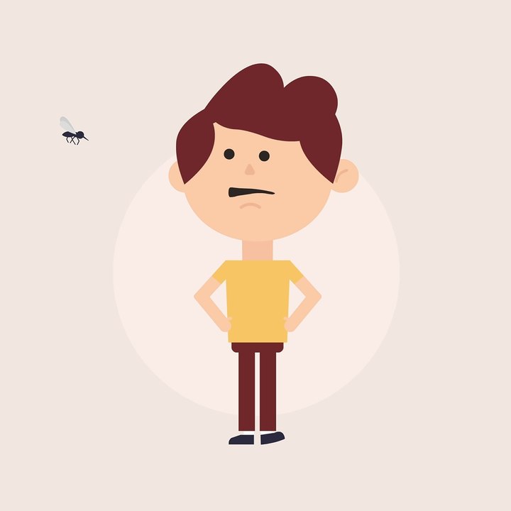 Personnage et moustique animé