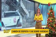 Camión se despista y cae sobre viviendas en Ate