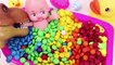Learn Colors Dinosaur toy Baby Doll MandMs Chocolate Bath Time and Ice Cream Cups Surprise Toys