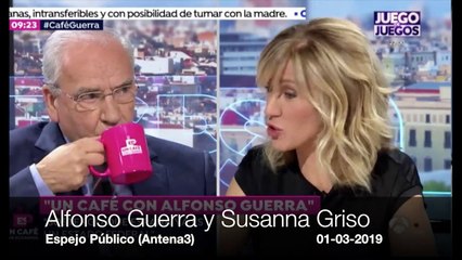 Alfonso Guerra se sonríe cuando escucha el ataque de Rivera a Adriana Lastra acordándose de él