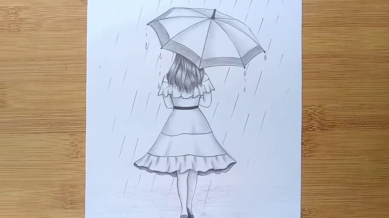 Simple Easy Rainy Day Rainy Season Drawing - akrisztina27