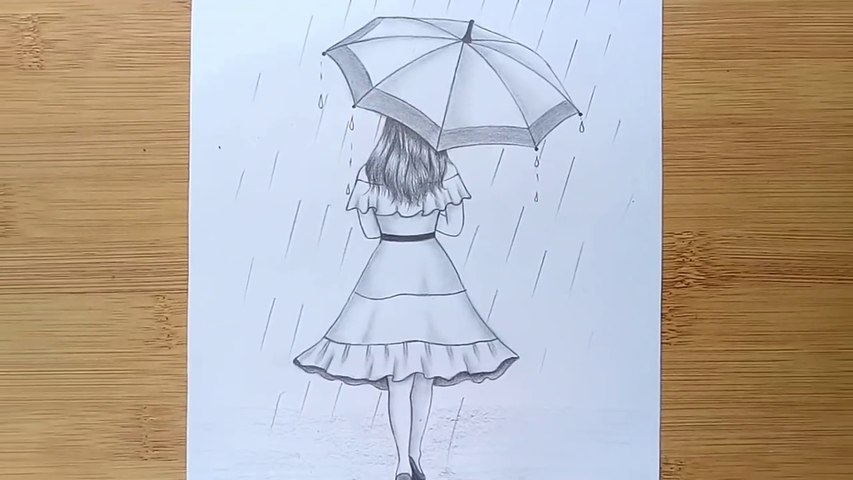 Easy pencil sketch :How to draw a girl in rainy day In this simple art  instruction I will show you how to draw a girl easy. The principles of  building a female