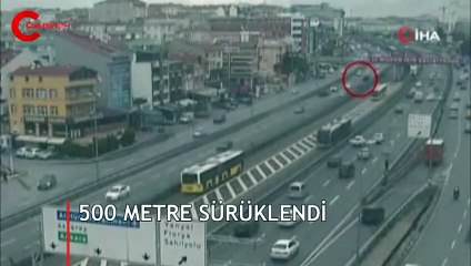 Araç ters döndü! 500 metre sürüklendi