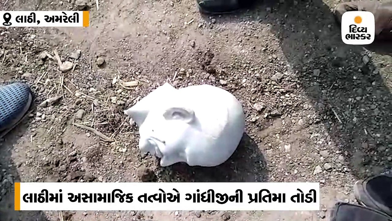 અમરેલીના લાઠીમાં અસામાજિક તત્વોએ રાષ્ટ્રપિતા મહાત્મા ગાંધીની પ્રતિમા તોડી