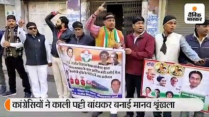 कांग्रेसियों ने रसोई गैस और रेल किराया बढ़ाने का विरोध किया