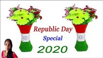 Tricolour Flower Vase Making at Home | Republic Day Craft Ideas 2020 | Republic Day Decoration Ideas