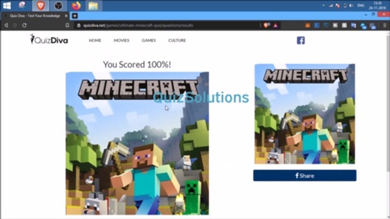 Quiz Diva Ultimate Minecraft Quiz Answers 20 Questions Score 100% Video QuizSolutions