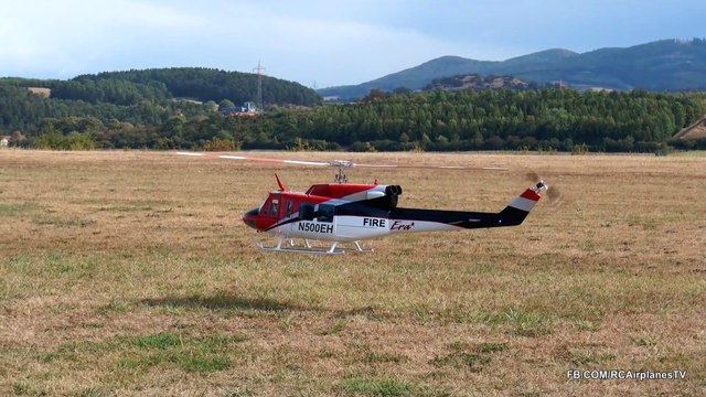 STUNNING HUGE RC BELL-212 ERA ELECTRIC SCALE MODEL HELICOPTER FLIGHT DEMONSTRATION