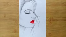How to draw side face of female for beginners || Easy Way to Draw a girl face || Pencil Drawing