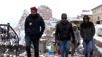 Nevşehir kar, kapadokya'da güzel görüntüler oluşturdu