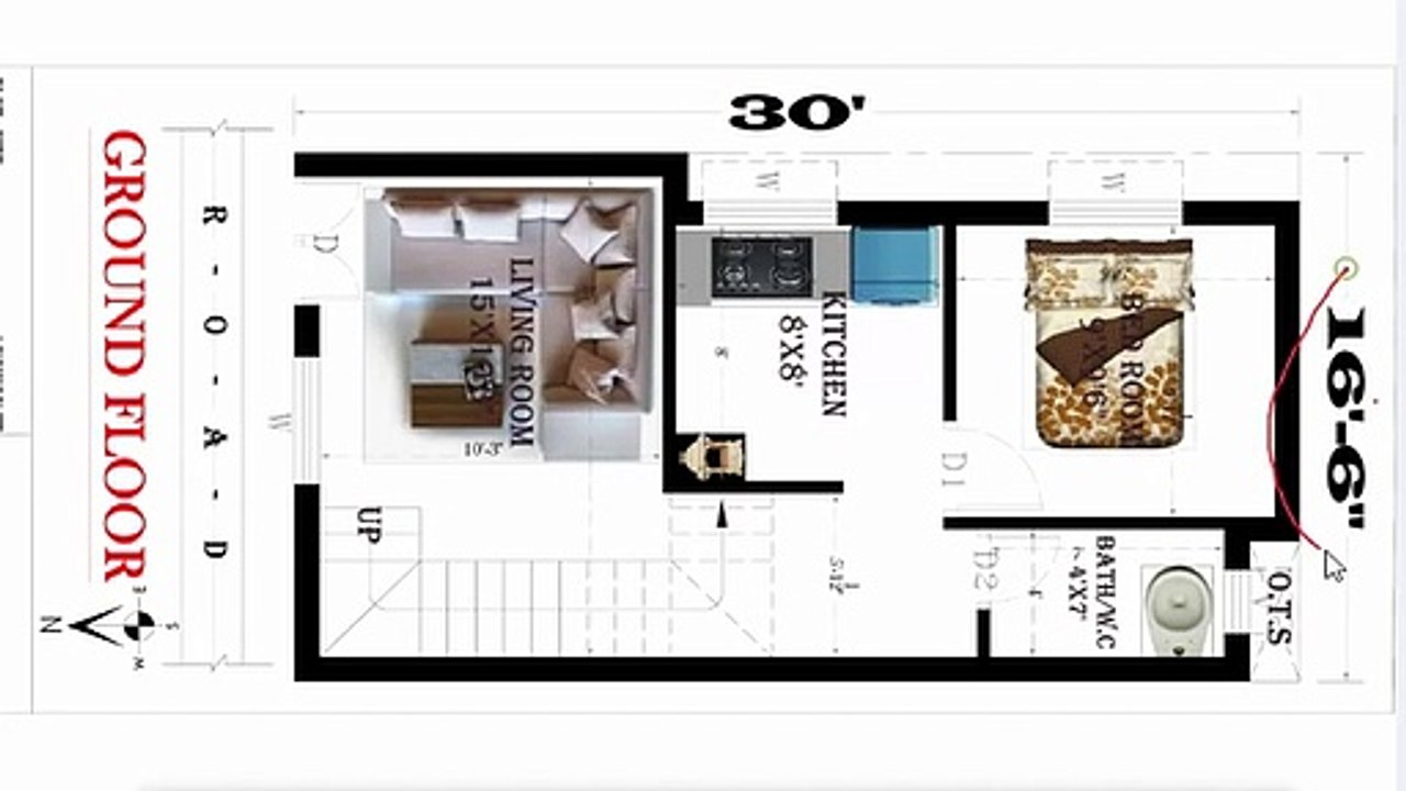 16.5X30 FEET SMALL HOUSE PLAN