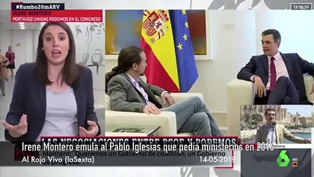 Irene Montero respondiéndole a Ferreras qué ministerios van a pedirse