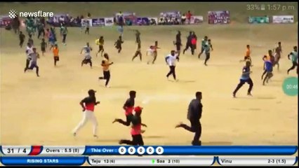 Crazy moment Indian cricketers collide K.O-ing each other