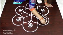 Beatiful rangoli with 5 dots    Simple flower kolam designs    Creative rangoli muggulu