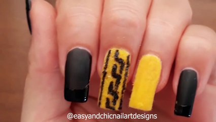 NAIL ART TUTORIAL -Yellow Black Winter Sweater NAIL ART TUTORIAL-YOU should TRY AT HOME!