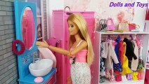 Barbie Doll Baby Morning Routine in a pink Barbie's Bedroom. Barbie Video.