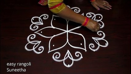 Beautiful 7x4 dots rangoli kolam designs by easy rangoli Suneetha - Sankranthi Muggulu
