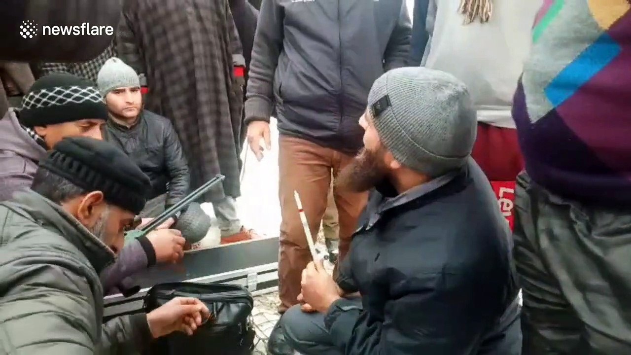 Villagers rescue wild bear that scurried up tree in Indian village