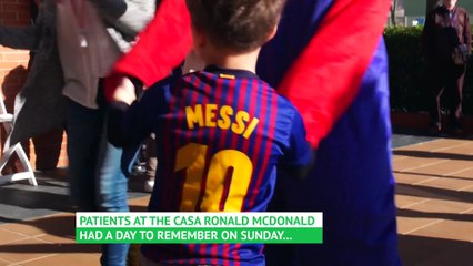 Messi and Suarez spread cheer at children's hospital