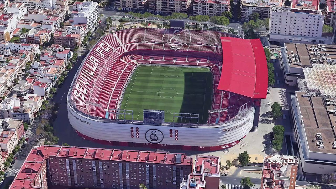 SANCHEZ PIZJUAN - ESTADIO DE FUTBOL SEVILLA - VISITA AEREA VIRTUAL - GOOGLE EARTH STUDIO