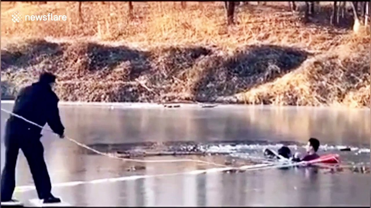 Chinese motorist saves alleged drunk man who fell into frozen river