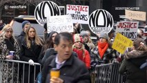 As Harvey Weinstein appears for rape trial in NYC, protesters gather