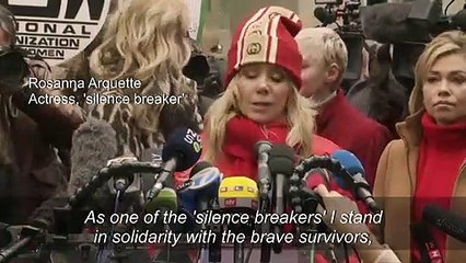 'Silence breakers' says "time's up" for "predator" Weinstein