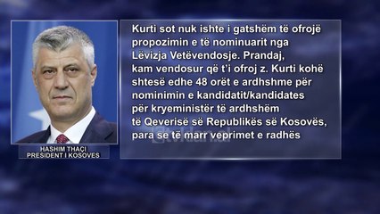 Thaci: Kurti ka 48 ore kohe per te formuar qeverine