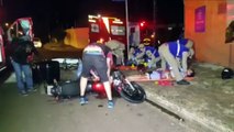 Grave colisão entre duas motocicletas deixa condutores feridos no Bairro Neva