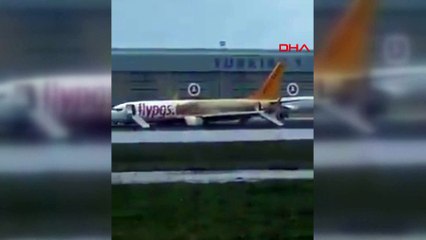 Sabiha Gökçen’de uçak pistten çıktı