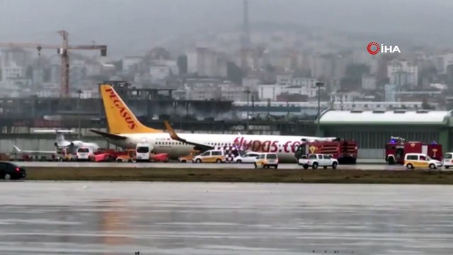 Sabiha Gökçen’de Pistten Çıkan Uçağı Kurtarma Çalışmaları Sürüyor