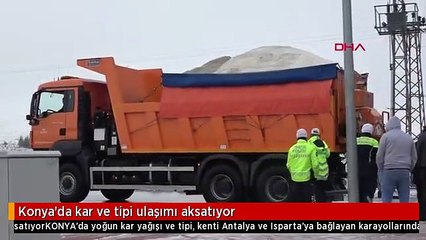 Konya'da kar ve tipi ulaşımı aksatıyor