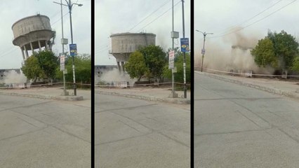 बाड़मेर : चार सेकेंड में कैसे भरभराकर गिरी पानी की विशालकाय टंकी, देखें लाइव वीडियो