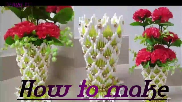 How to make flower vase | Easy flower vase | Cotton ear buds flower vase | l