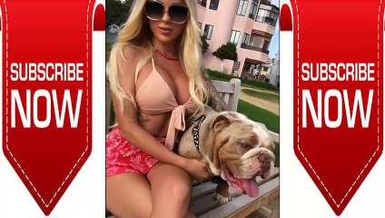VERY LUCKY AND  SPECIAL DOGS WITH HOT MODEL JESSICA WEAVER