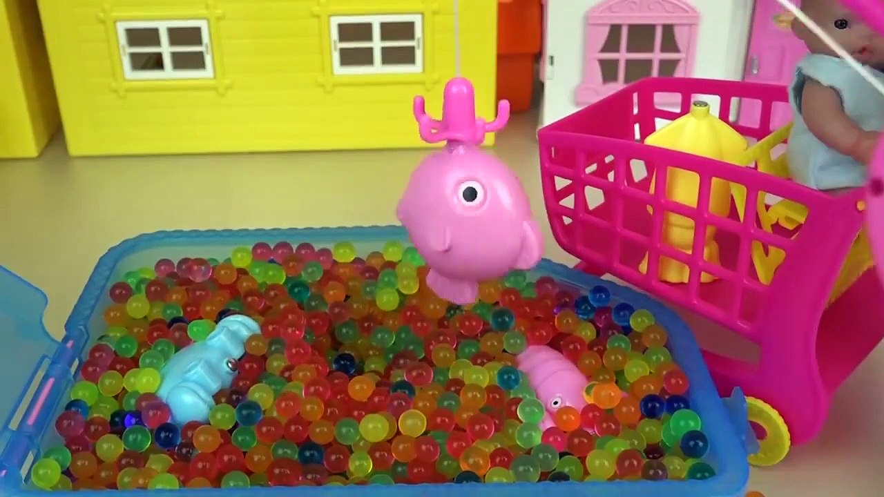 Baby doll fishing game surprise eggs toys and cooking food play video