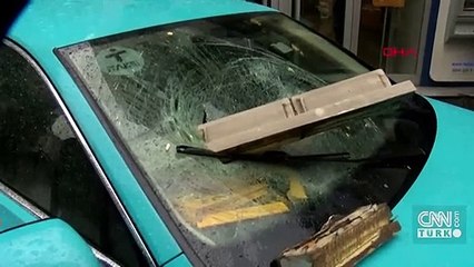 Beton parçası ok gibi saplandı