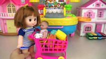 Baby doll and Hello Kitty Kitchen car surprise eggs and food toys play