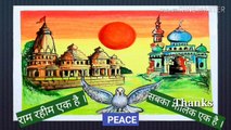 Ram mandir ajyodhya painting with oil pastels colour