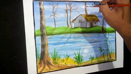 How to paint a beautiful scenery|landscpe painting