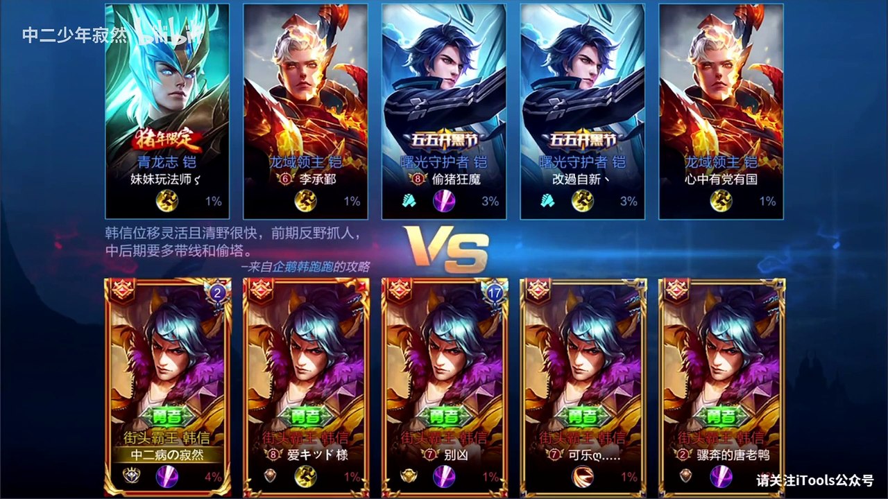 带粉克隆 韩信VS凯 敌方凯：这个国服我认可了